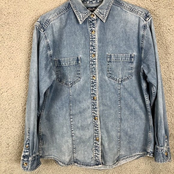 Eddie Bauer Tops - VTG Eddie Bauer Denim Full Button Jean Long Sleeve Shirt Women's Sz Large
